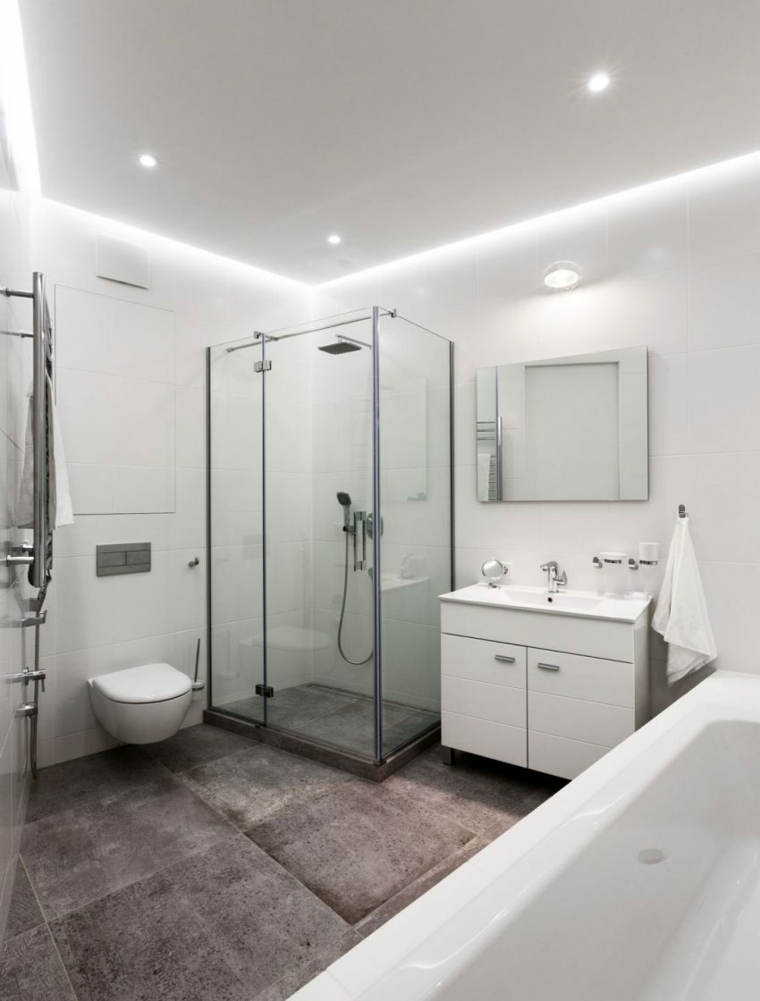 salle de bain blanche design minimaliste idee deco appartement