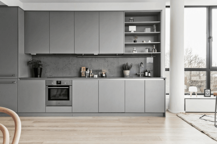 meubles de cuisine moderne gris