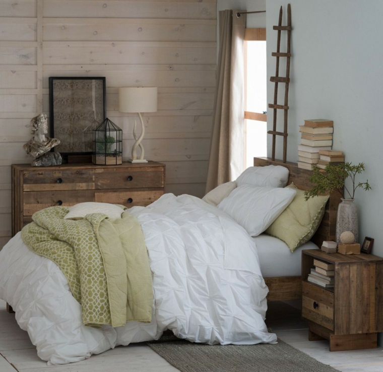idées de conception de bois de lit mural de chambres rustiques