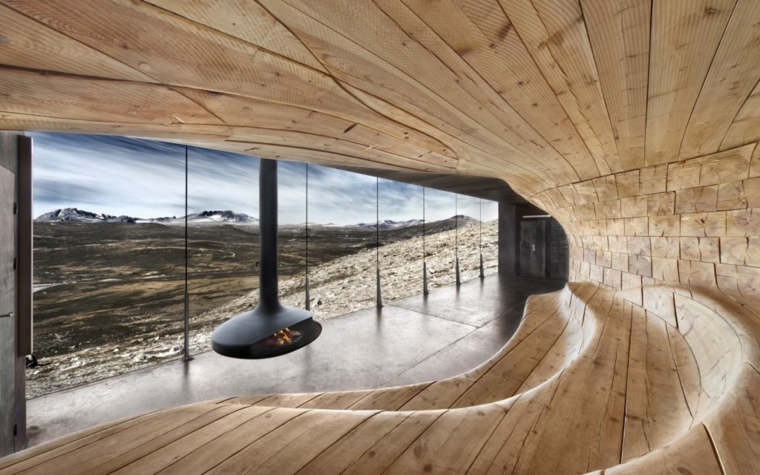 design d'intérieur en bois de style futuriste