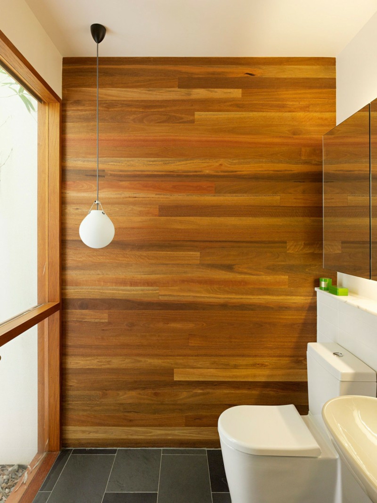 lambris de mur de toilette moderne en bois