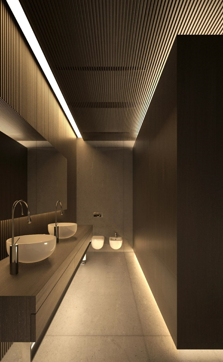 design d'intérieur lambris de bois noir salle de bain idées