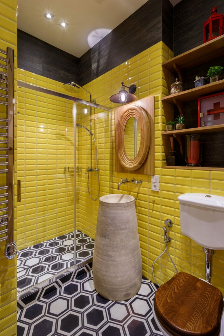 conception de la maison svoya studio ukraine idées de salle de bain jaune