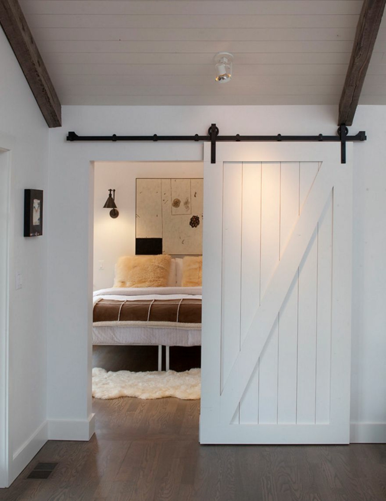 idées de conception de porte coulissante en bois blanc moderne