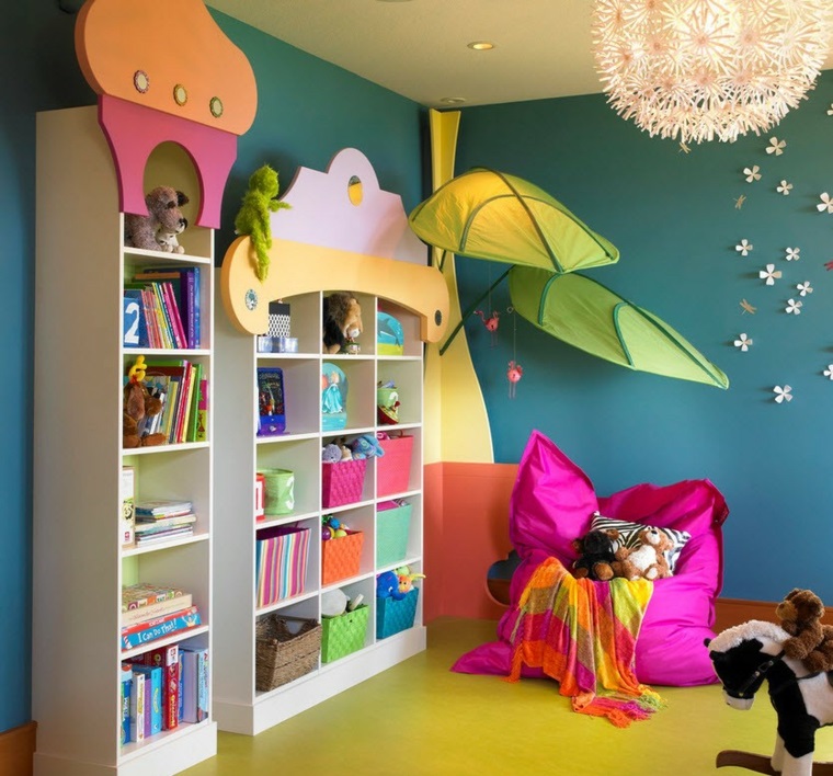 jeux quotidiens options de chambre d'enfant couleurs design étagères murales idées
