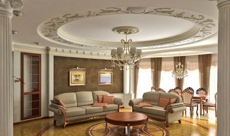 salons classiques décorés au plafond