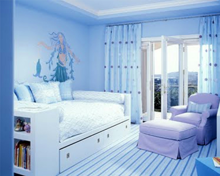 chambres pour filles bleu