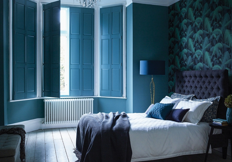 store de chambre à coucher moderne bleu