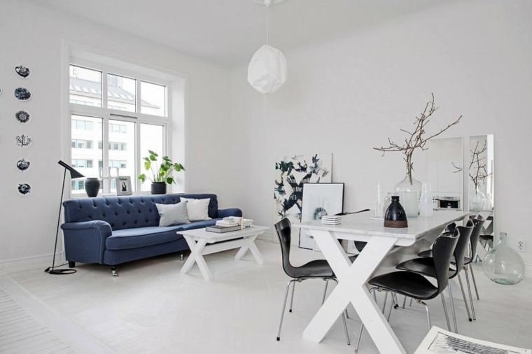 Idées de salon loft design de style scandinave