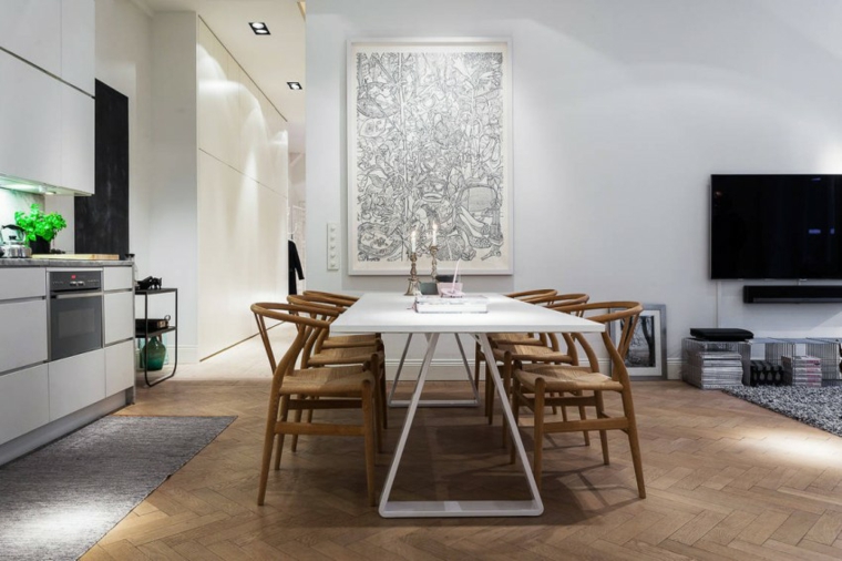 Idées de cuisine ouverte sur salle à manger design de style scandinave