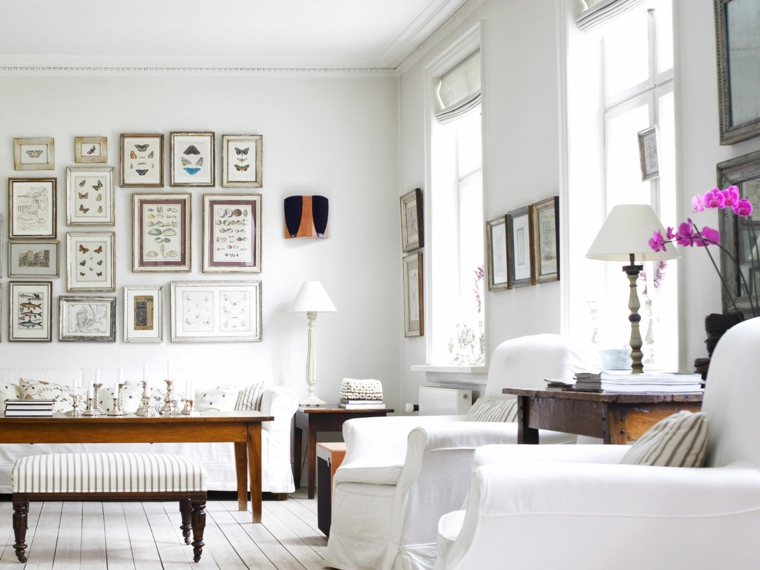 décoration vintage salon meubles blancs photos idées de mur