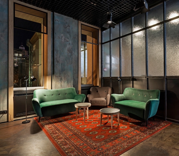 meubles colorés grands tapis idées de design vintage