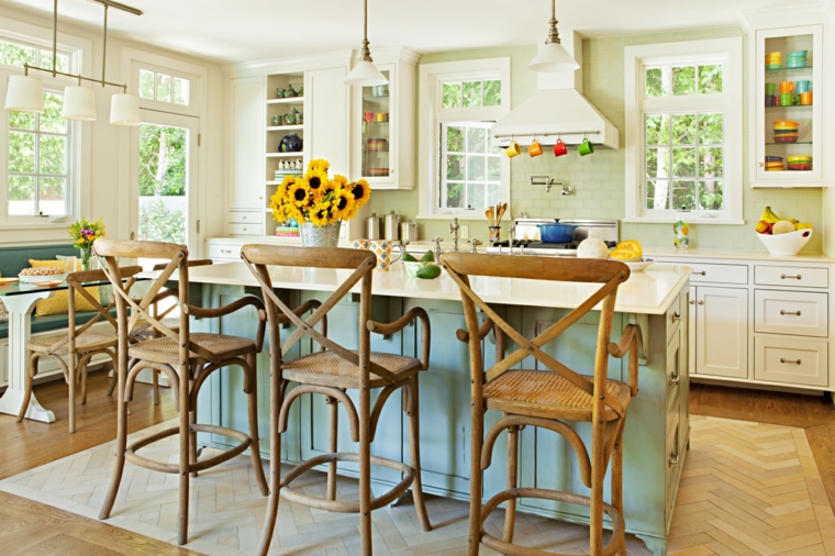 chaises hautes cuisine en bois idées de design de style vintage