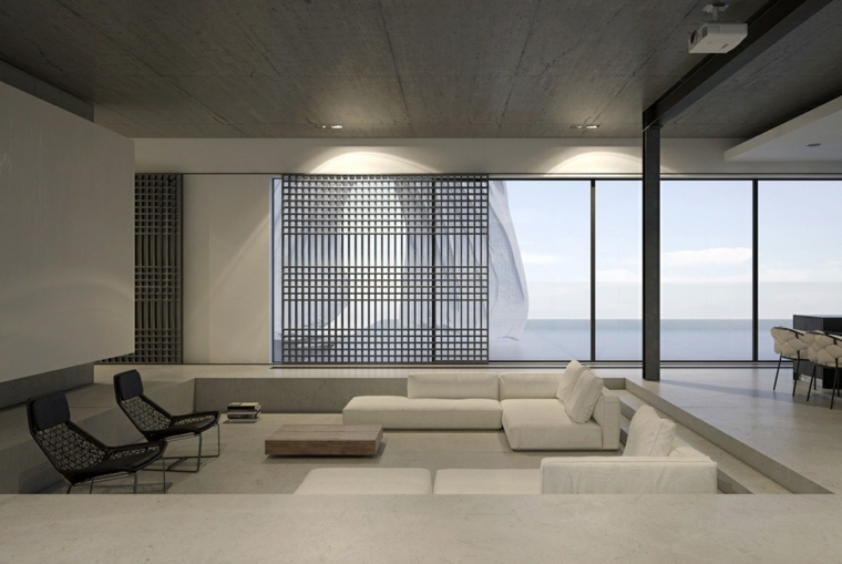 Design d'intérieur minimaliste de salon idées de meubles blancs