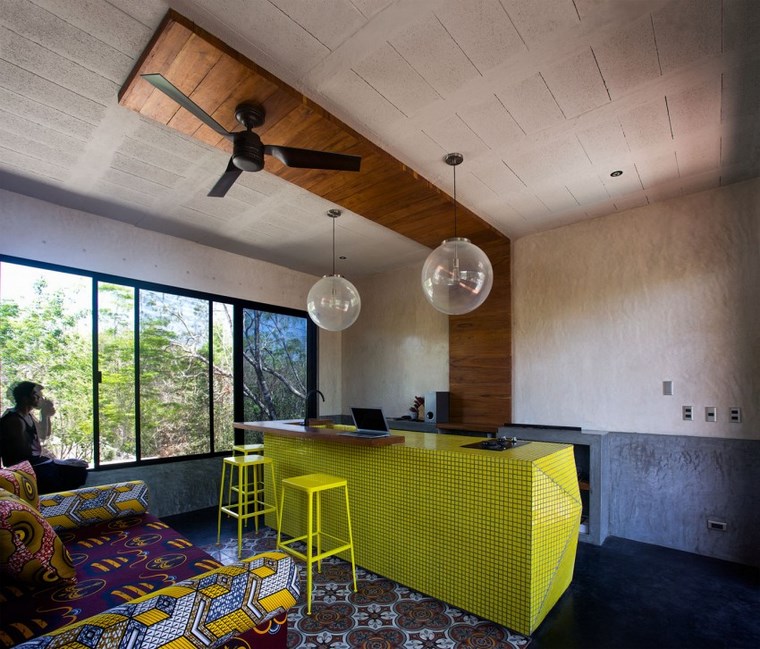 mexique maison design îlot de cuisine idées jaunes
