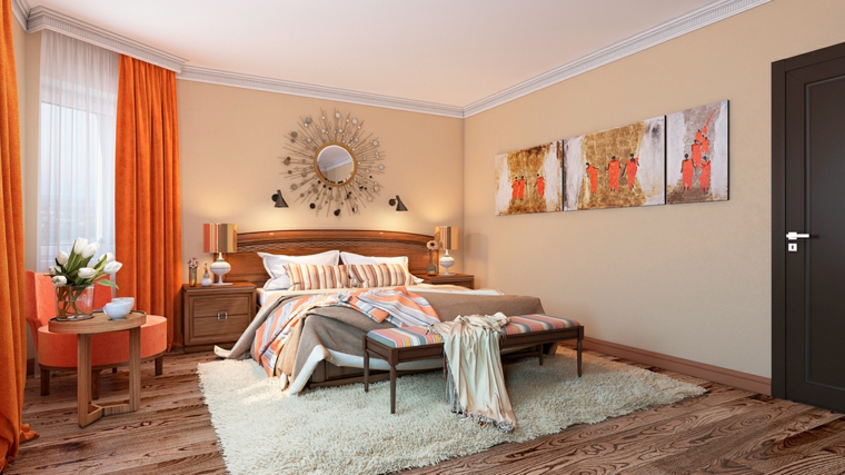 Détails et plus d'options Idées de rideaux orange pour chambre à coucher moderne