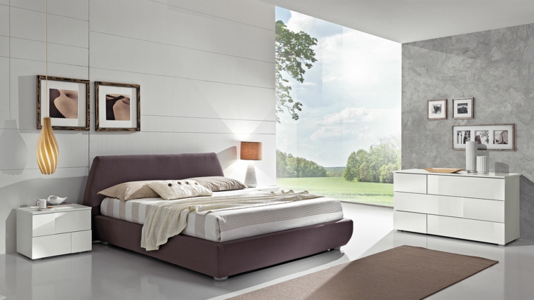 Idées de meubles blancs et lumineux pour chambre à coucher moderne