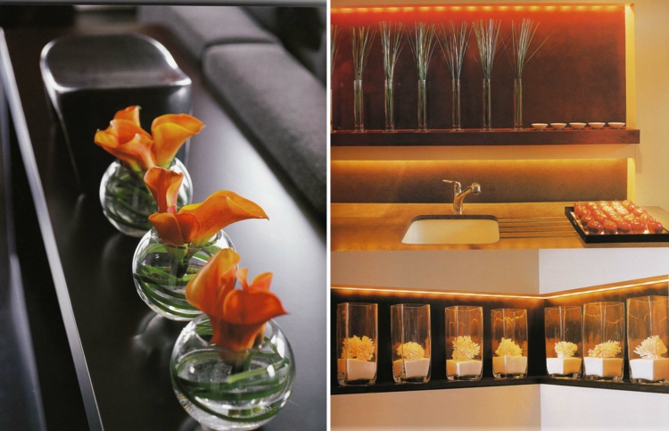 ornements floraux cuisine design verre