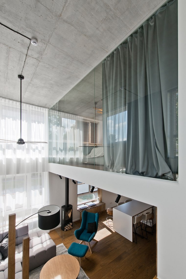 Idées de rideaux verts de style scandinave de design d'intérieur loft