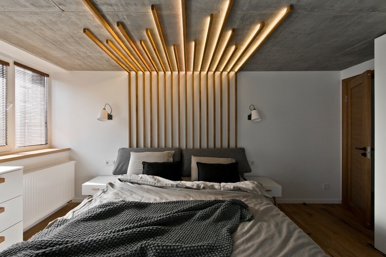 design d'intérieur loft scandinave chambre dossier lit idées