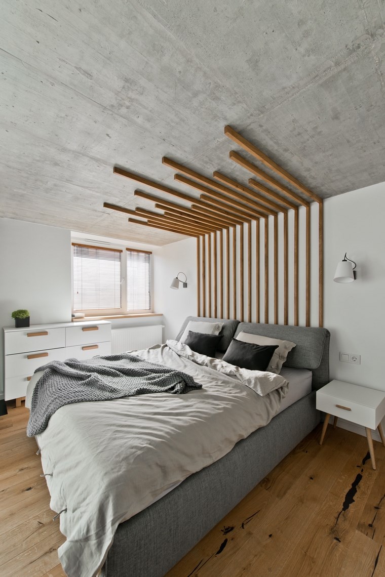 design d'intérieur loft chambre de style scandinave idées de dossier de lit en bois