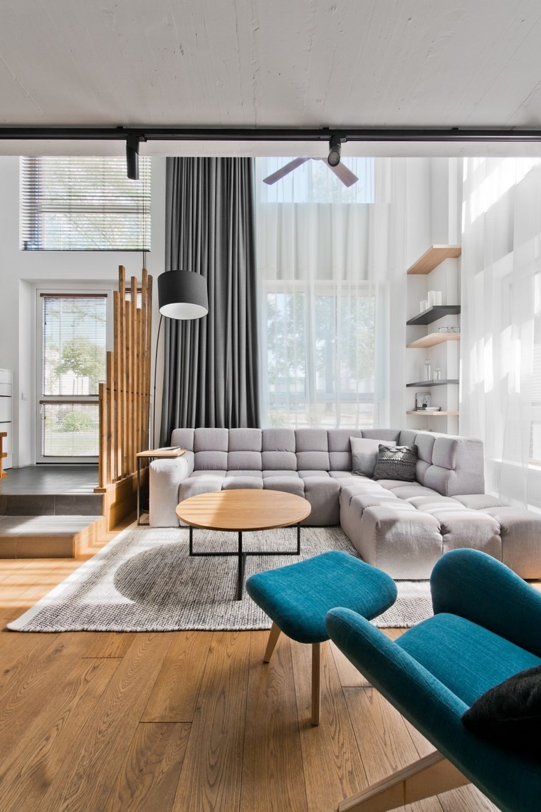 Idées d'étagères flottantes de salon de design d'intérieur de style scandinave