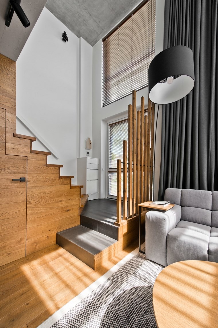 Idées d'escaliers de salon de style scandinave de design d'intérieur