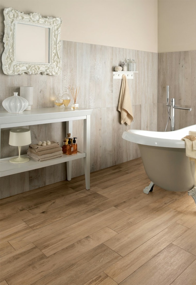 Plaid de salle de bain plancher de bois intérieur
