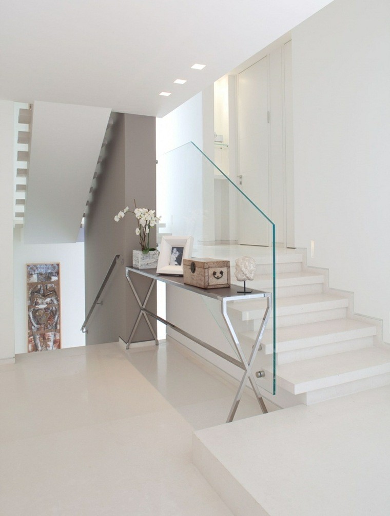 escalier en cristal led design blanc