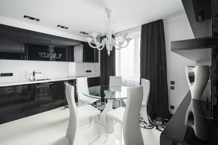chaises de cuisine élégantes noires et blanches