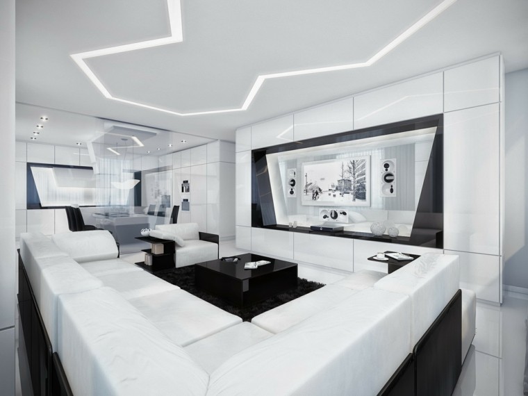 plafond led salon futuriste moderne