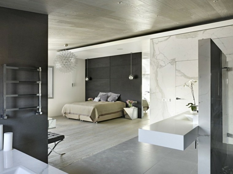 maison moderne chambre à coucher idées de mur de marbre de luxe