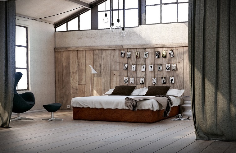 idées créatives mur en bois stratifié chambre moderne