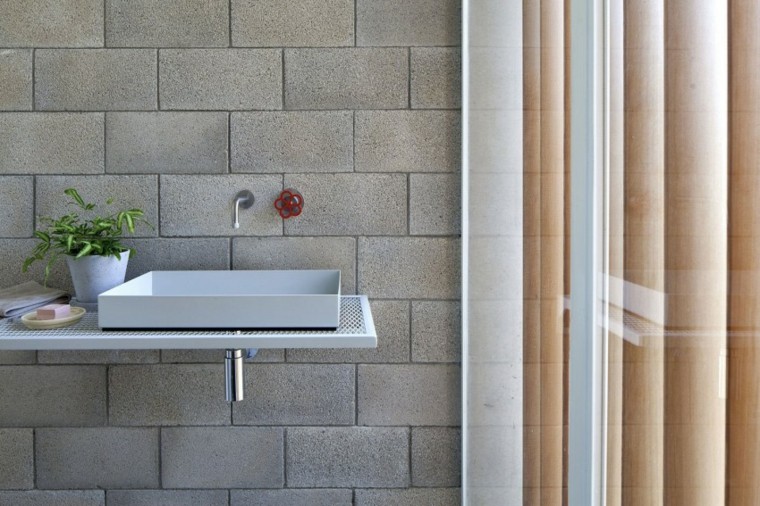 idées créatives lavabo de salle de bain en pierre moderne gris