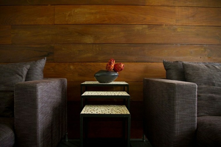 mur en bois noir idées de salon moderne