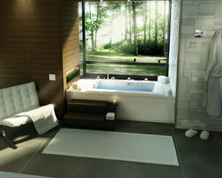 Fauteuil de salle de bain moderne avec baignoire blanche
