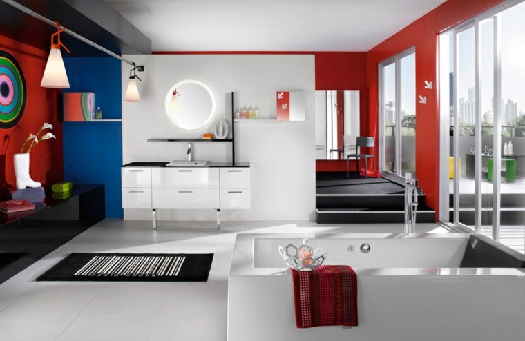 conceptions de salle de bain moderne idées de combinaison rouge et blanc
