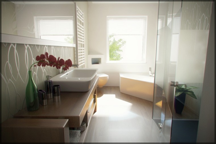 Idées de bois de lavabo de salle de bain de style contemporain