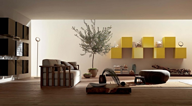 intérieurs de maison moderne meubles jaunes