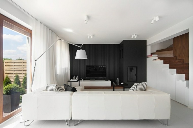 salon de style moderne blanc noir
