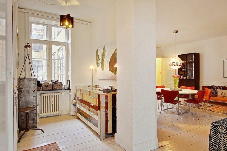 Idées de meubles en bois de salon d'appartement design scandinave