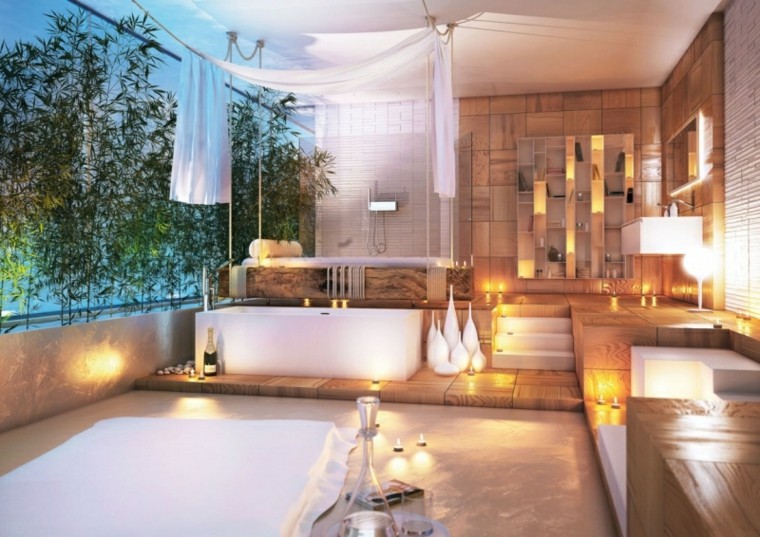 grande salle de bain bocaux décoratifs de luxe grandes idées de baignoire