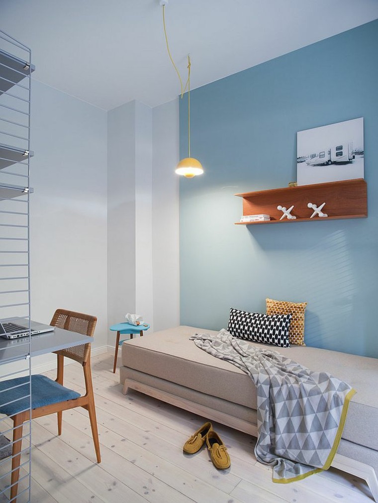 accents de beauté chambre bleue design scandinave moderne
