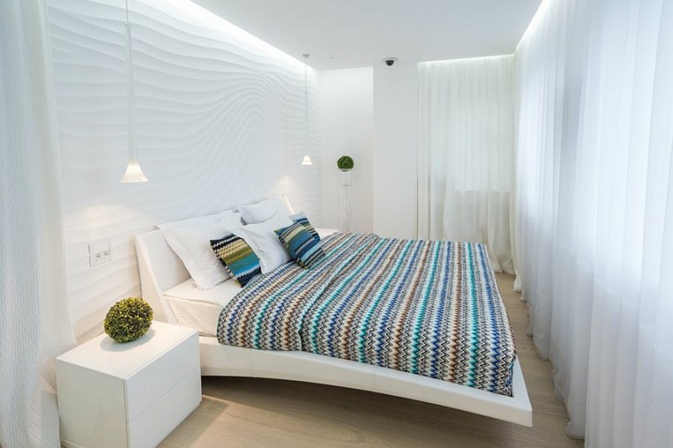 beauté rideaux blancs chambre design scandinave moderne