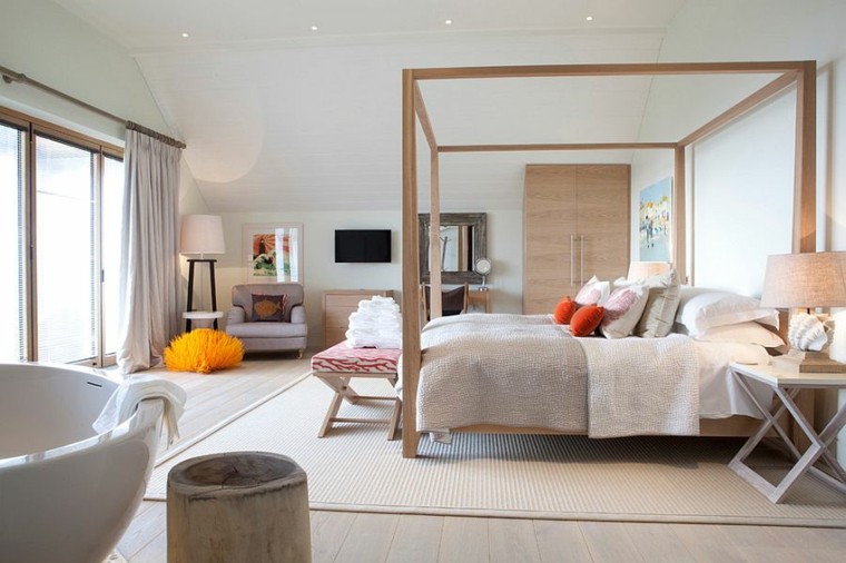 beauté chambre à coucher style scandinave touche la couleur moderne