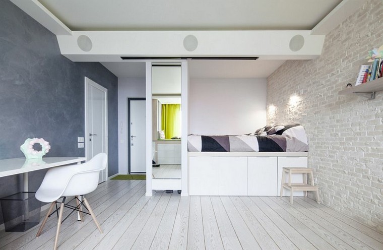 chambre à coucher de style minimaliste de beauté design scandinave moderne 