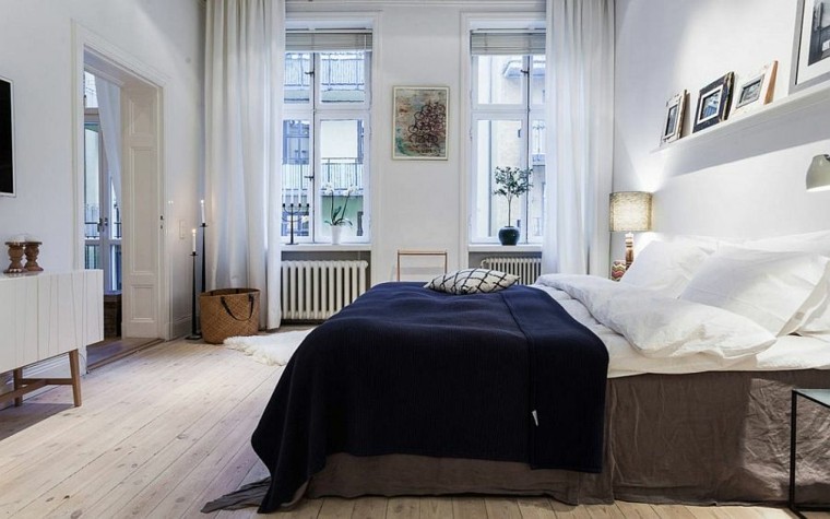 beauté élégance bleu literie chambre design scandinave moderne