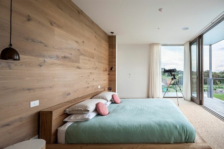 beauté mur bois fenêtres chambre design scandinave moderne