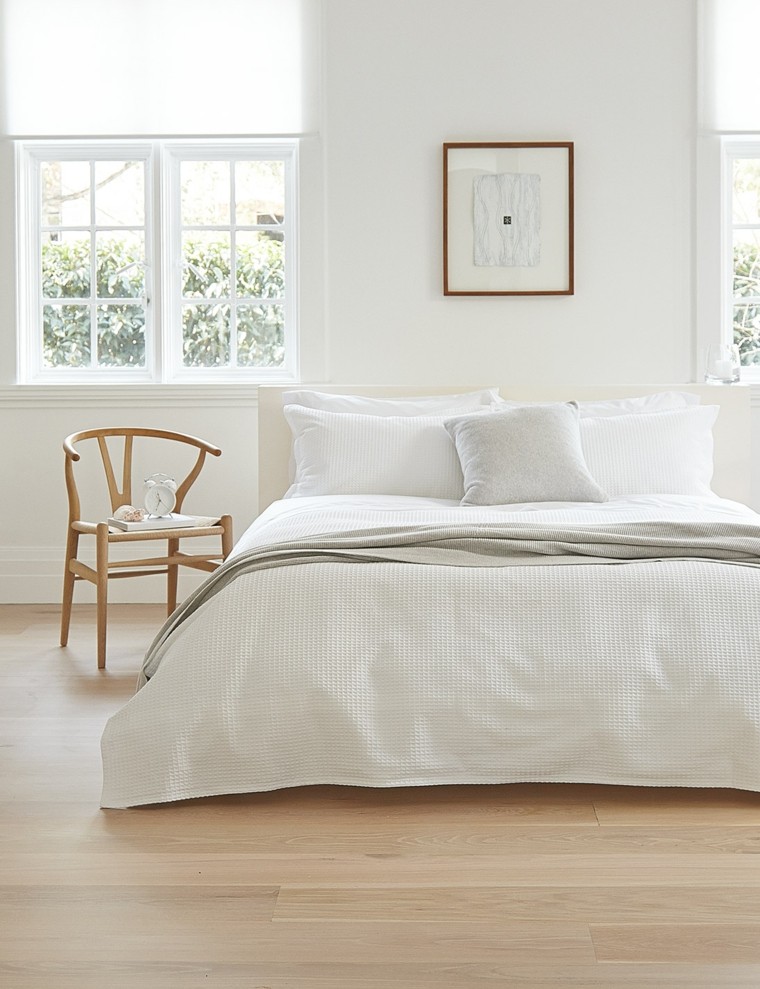chambre à coucher design scandinave minimaliste blanc moderne en bois