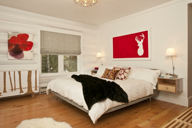 petite chambre design scandinave rouge moderne